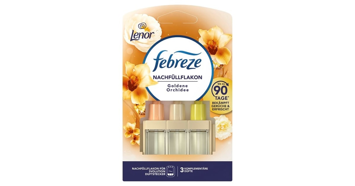 Febreze 3VOLUTION Lufterfrischer Duftstecker Nachfüllflakon Lenor Goldene Orchidee
