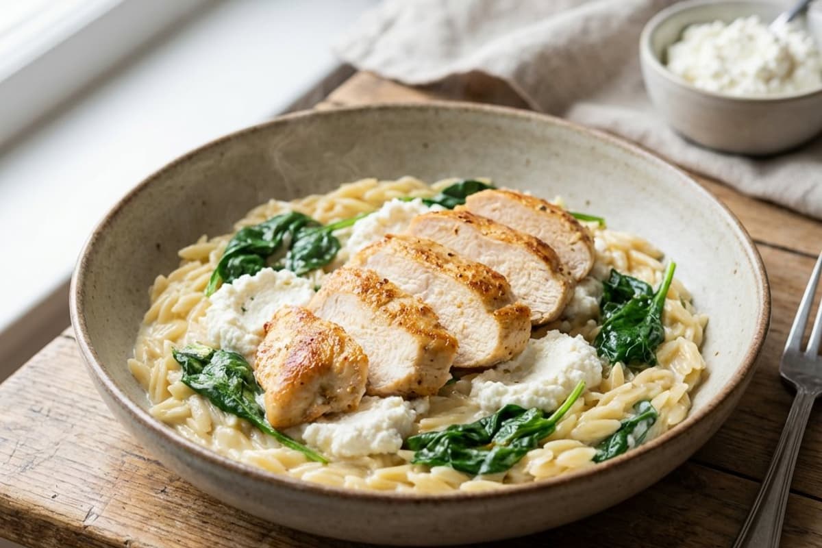 Orzo mit Ricotta und Hendl