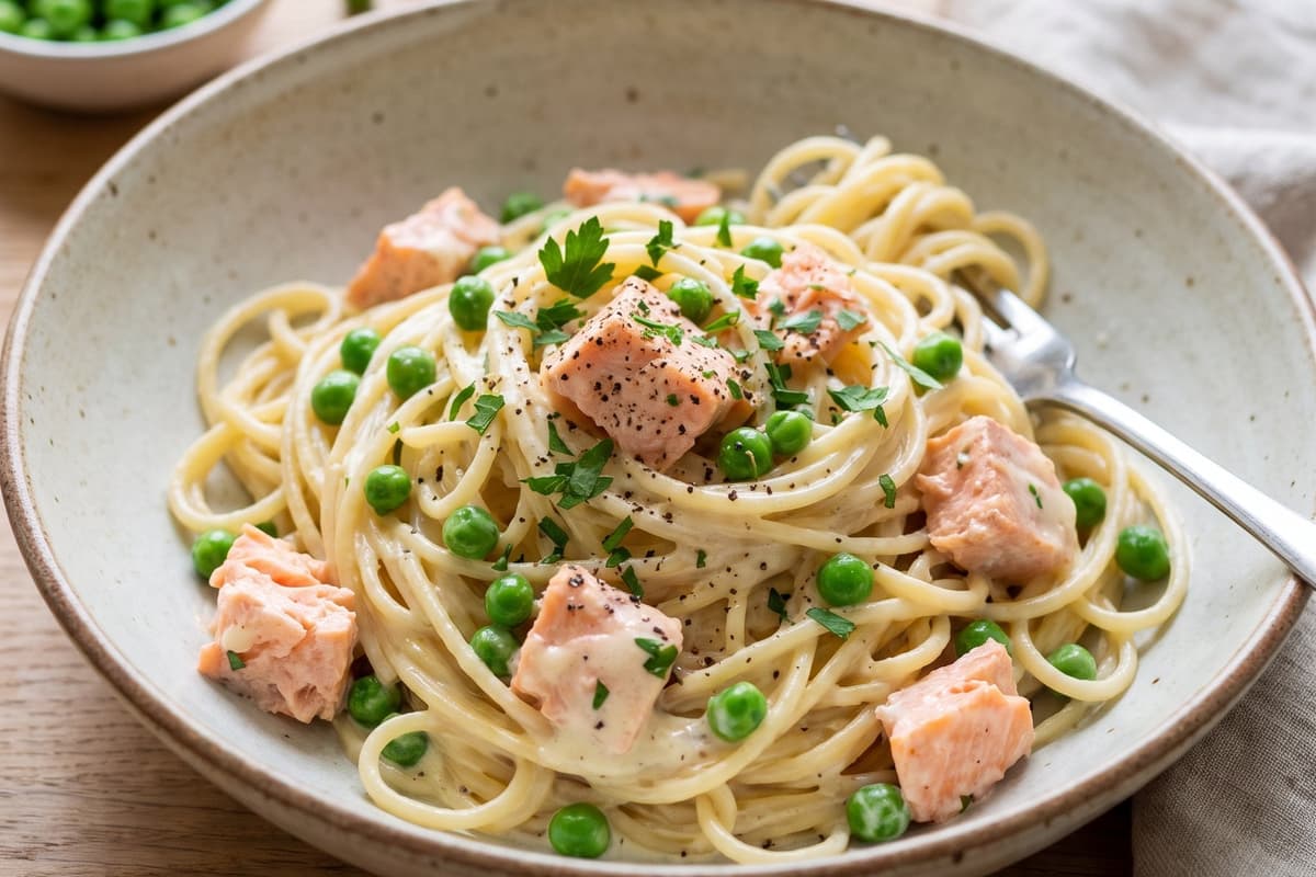Creamy Pasta with Salmon and Peas