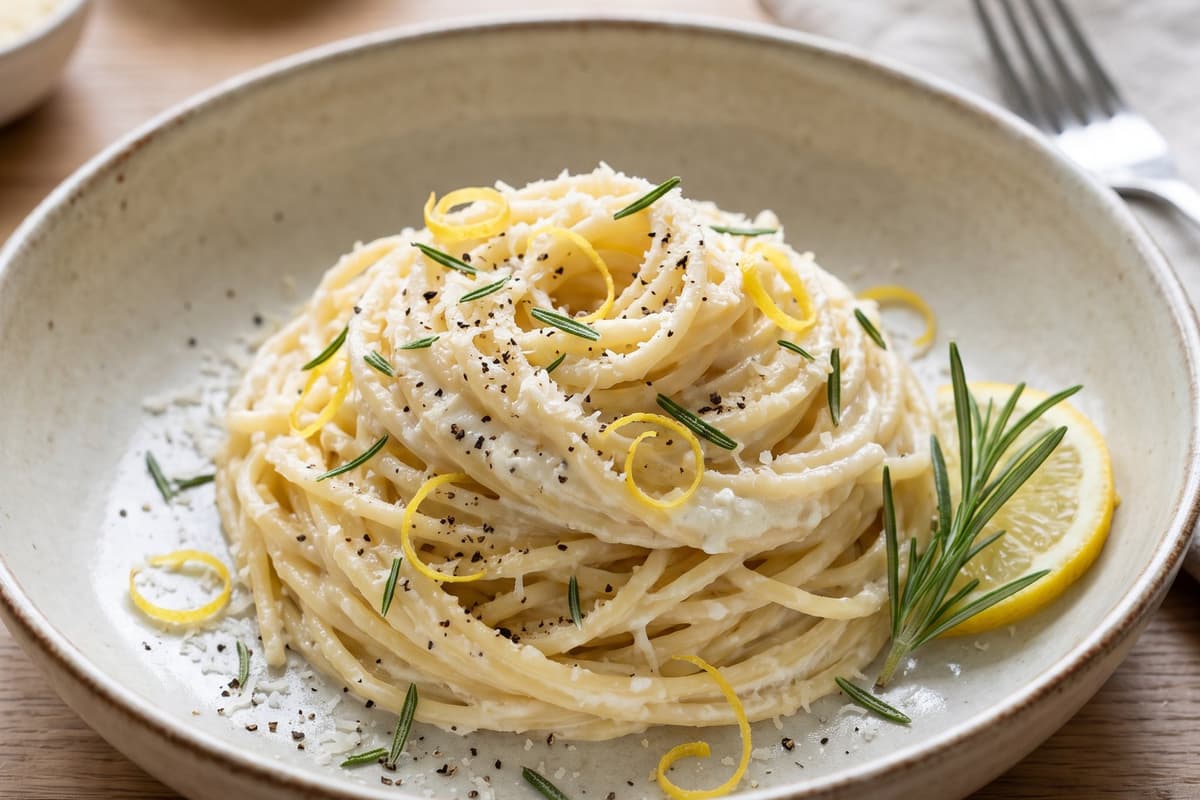Cremige Pasta mit Rosmarin und Zitrone