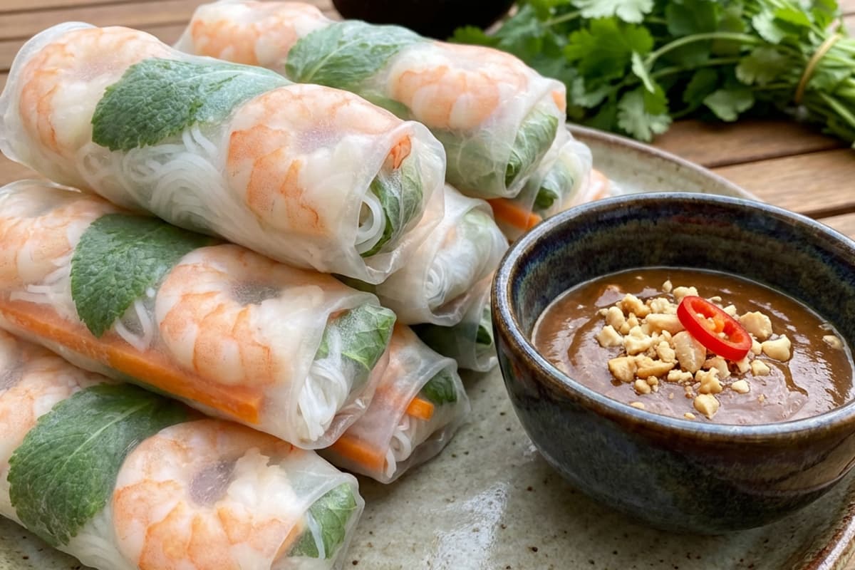 Vietnamese Summer Rolls with Shrimp & Peanut Dip