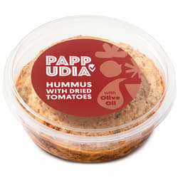 Pappudia Hummus mit getrockneten Tomaten und Olivenöl