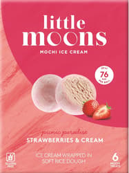 LITTLE MOONS Mochi with strawberry cream ice cream