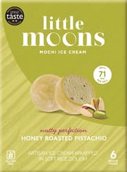 LITTLE MOONS Mochi with honey roasted pistachio ice cream