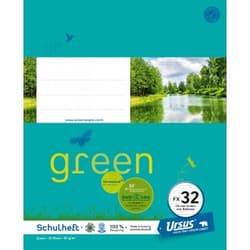 URSUS GREEN Heft FX 32 Quart 20 Blatt liniert mit Rahmen türkisblau