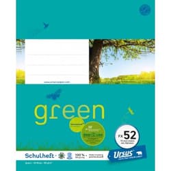 URSUS GREEN Heft FX 52 Quart 40 Blatt liniert mit Rahmen türkisblau