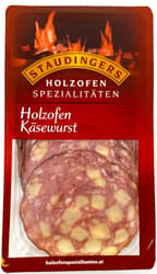 Staudinger Holzofen Käsewurst geschnitten
