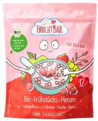 FruchtBar BIO-Frühstücks-Herzen 'Hab' Dich lieb!' Hafervollkorn, Erdbeere, Traube, Apfel