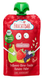 FruchtBar BIO-Fruchtpüree 'Kleiner Schatz' Erdbeere, Birne, Traube, Banane, Hafer