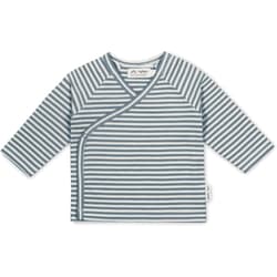 Herr und Frau Klein Flora wrap jacket in organic jersey dove blue stripes 0-3M
