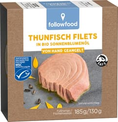 followfood MSC tuna fillets in organic sunflower oil