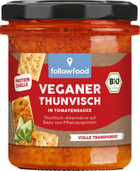followfood BIO Veganer Thunvisch, Thunfisch-Alternative in Tomatensauce