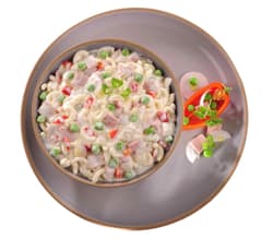 Pasta salad with sausage meat and vegetables