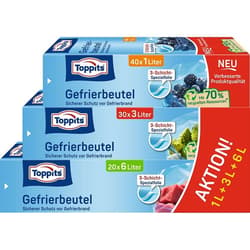Toppits® freezer bags promotional assortment pack 1L+3L+6L