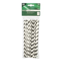 Trinkhalme aus Papier, 20cm schwarz/weiss "Stripes"
