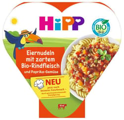 HiPP BIO Egg noodles with paprika vegetables and tender organic beef, from 1 year
