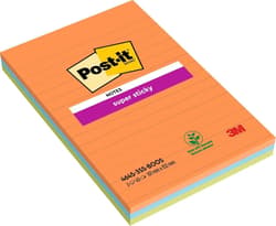 POST-IT® Haftnotizen Super Sticky, 3 Blöcke à 45 Blatt liniert 101x152mm
