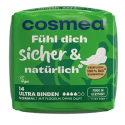 Cosmea Comfort Organic Ultra Sanitary Pads, VEGAN, Normal with wings