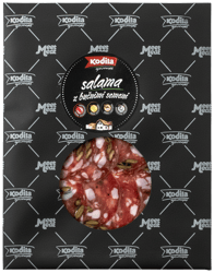 Kodila Gourmet Salami mit Kürbiskernen geschnitten
