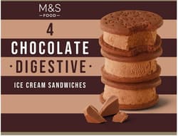 Marks & Spencer 4 Chocolate Digestive Ice Cream Sandwiches