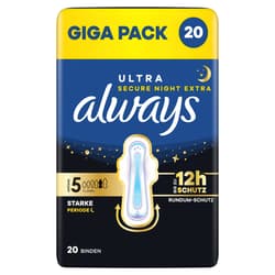 Always Ultra Damenbinden Größe 5 - Secure Night Extra mit Flügeln Gigapack 20