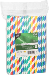 PAPSTAR 100 Shake-Halme, Papier Ø 8 mm · 21 cm farbig sortiert "Stripes"