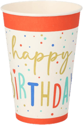 PAPSTAR 10 Paper cups 0,2 l Ø 7 cm · 9,7 cm white "Happy Birthday"