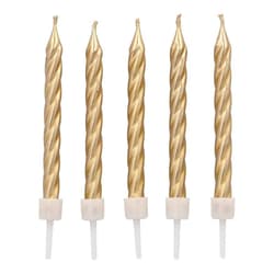 PAPSTAR 12 Birthday candles on holder 6 cm gold