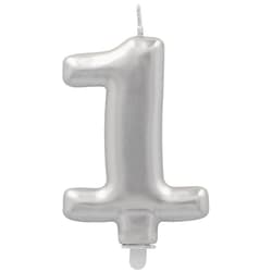 PAPSTAR Birthday candles with holder 7 cm silver "1"