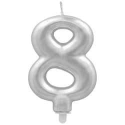 PAPSTAR Zahlenkerze mit Halter 7 cm silber "8"
