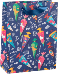 Idena Geschenktasche Schultüte blau 18x23x8cm 210g/m²