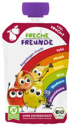Freche Freunde BIO Quetschie Regenbogen - Apfel, Blaubeere, Schwarze Johannisbeere, Pfirsich, Birne, Banane 100g