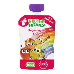 Freche Freunde BIO Quetschie Regenbogen - Apfel, Blaubeere, Schwarze Johannisbeere, Pfirsich, Birne, Banane 100g