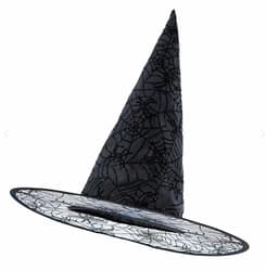 Widmann Hexenstrickhut Spinnennetz mit Glitzer schwarz