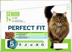 Perfect Fit™ Katze Multipack Portionsbeutel Senior 7+ 2 Varietäten Truthahn & Karotten, Meeresfisch & Gemüse in Sauce 12x85g