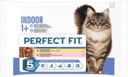 Perfect Fit™ Katze Multipack Portionsbeutel Indoor Huhn & Gemüse, Lachs & Karotte in Sauce 4x85g