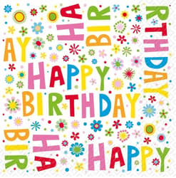 Napkins 25x25cm Happy Birthday, 3lg.