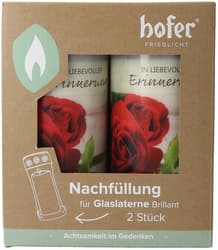 Hofer Glass Lantern Brilliant Refill 2-Pack "Rose"