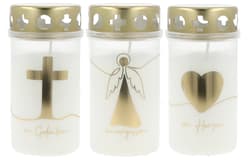 Mini Memorial Candle white assorted, 3-pack cello