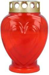 Shaped grave candle "Heart" red
