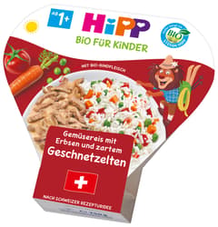 HiPP BIO Gemüsereis mit Erbsen und zartem Geschnetzelten, ab 12+ Monaten
