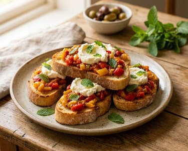 Bell Pepper Tapenade with Mascarpone and Mint