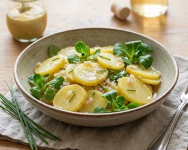 Erdäpfelsalat mit Vogerlsalat & Schalotten