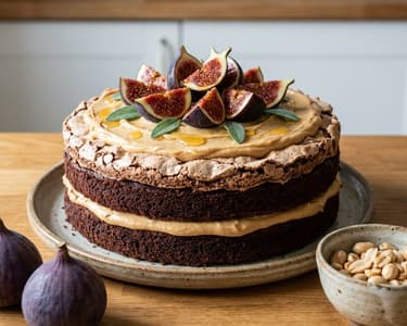 Schokoladentorte mit gesalzener Erdnussbutter und Feigen