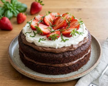 Schokoladentorte mit Nutella und Erdbeeren