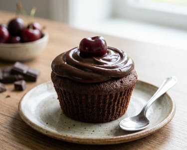 Schokoladen-Cupcakes mit Weichseln