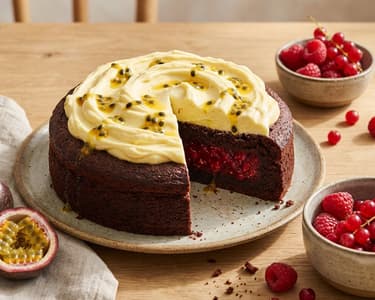 Schokoladenkuchen mit Maracuja