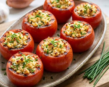 Gegrillte gefüllte Paradeiser mit Topfen und Parmesan