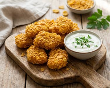 Knusprige Hendl-Nuggets mit Joghurt-Dip