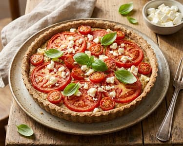 Tomato Quiche with Cheddar and Feta